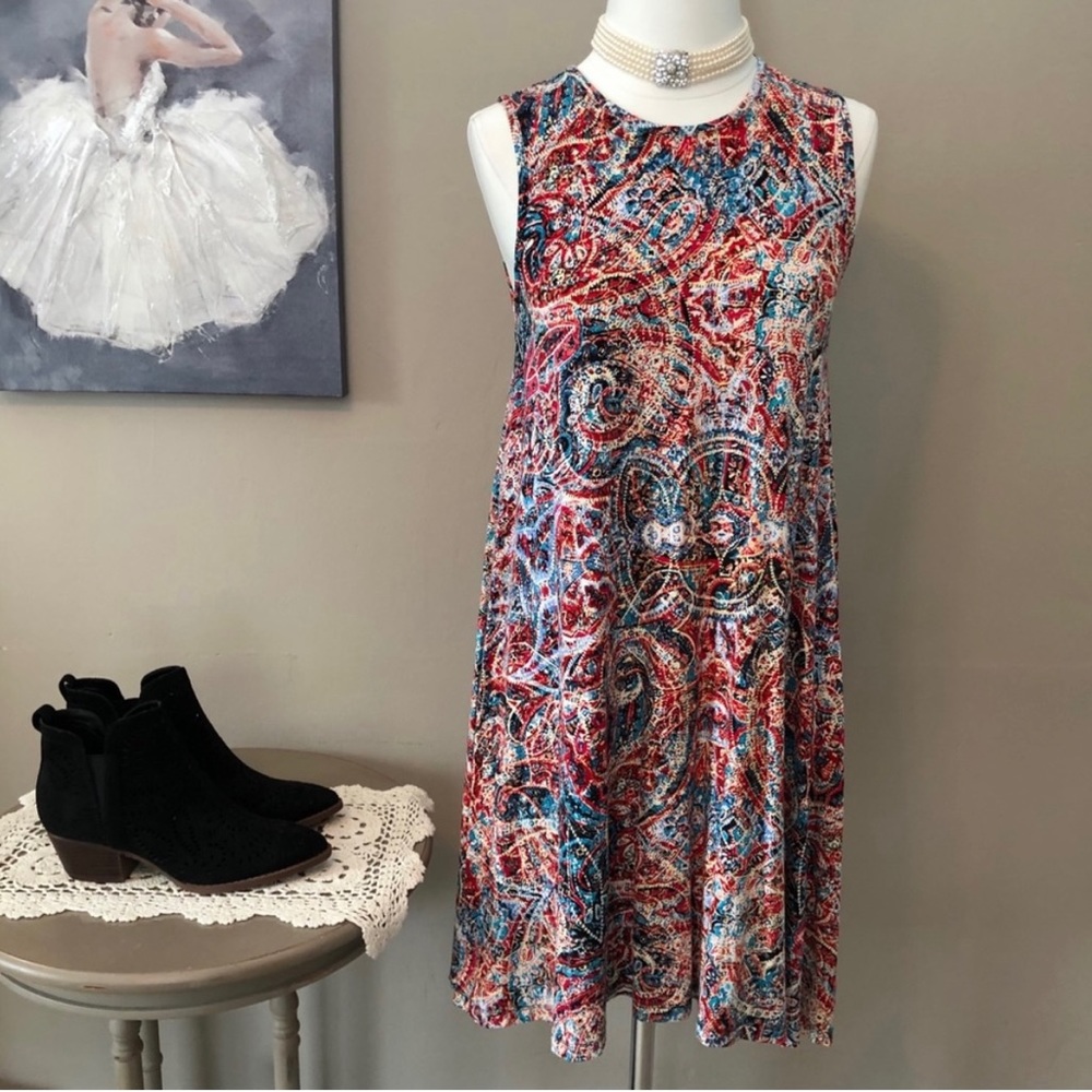 Cynthia Rowley paisley print flowy stretch tank dress! XS